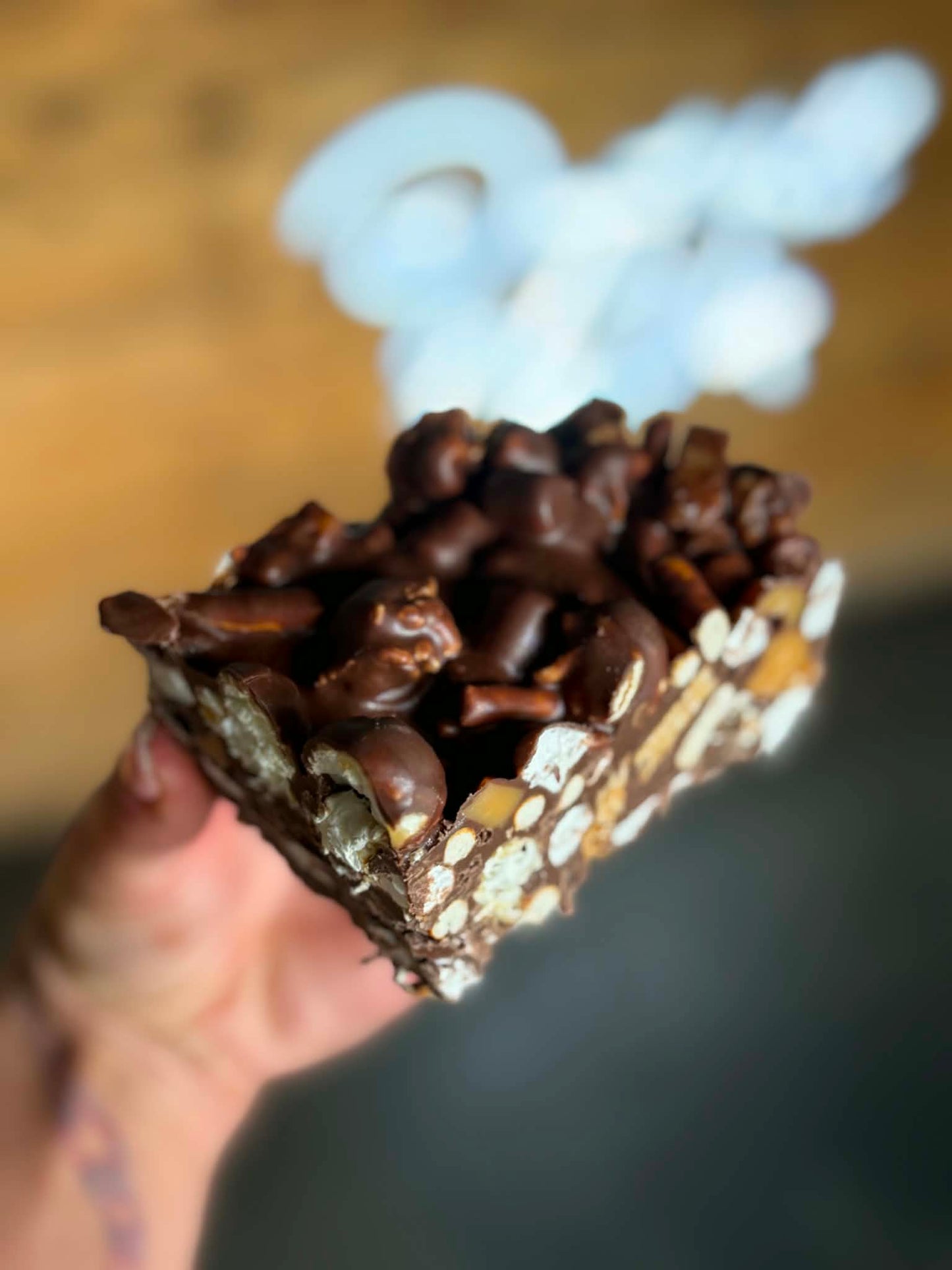 Toffee Popcorn & Pretzel Rocky Road