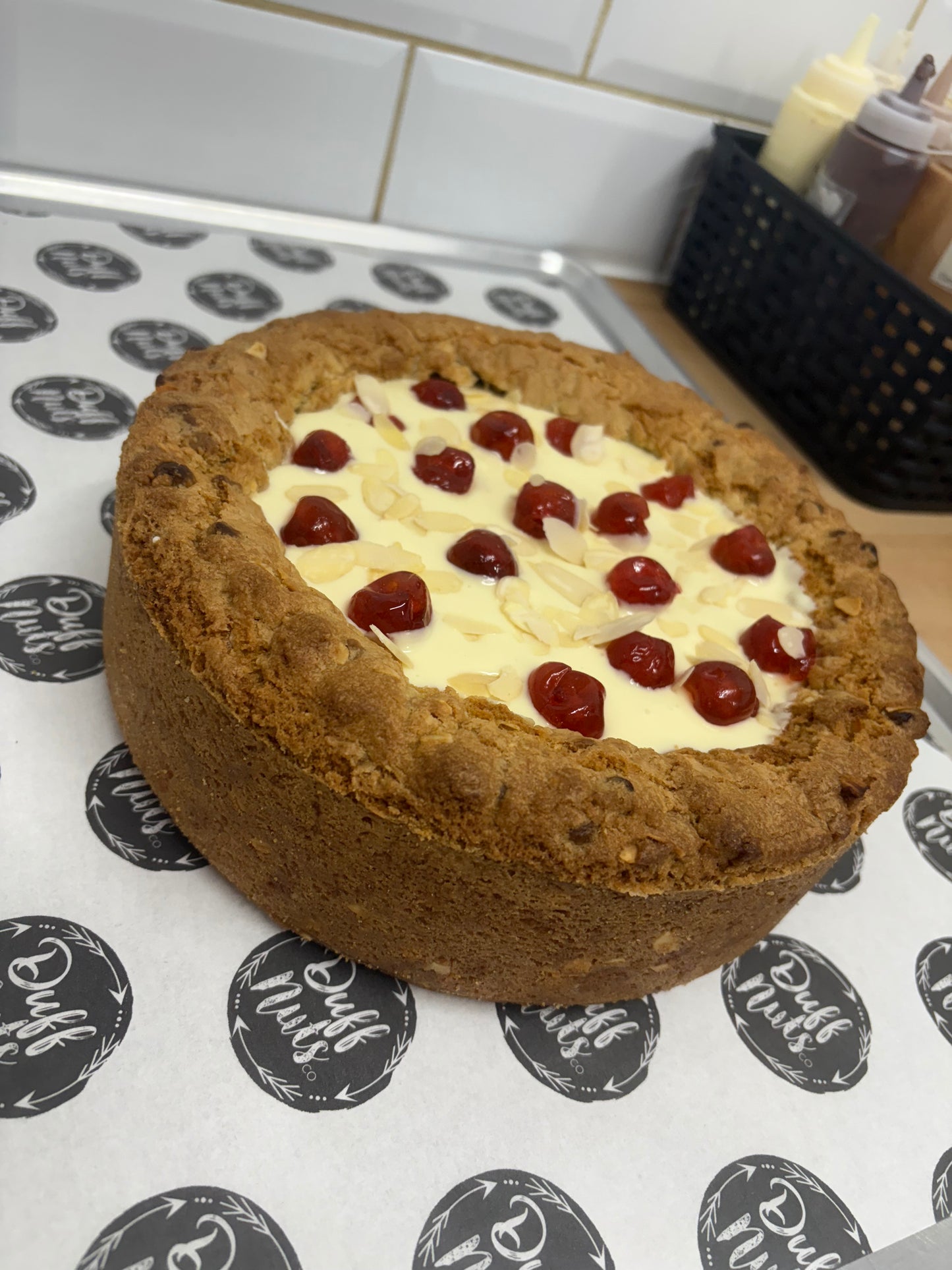 Cherry Bakewell Cookie Pie Slice