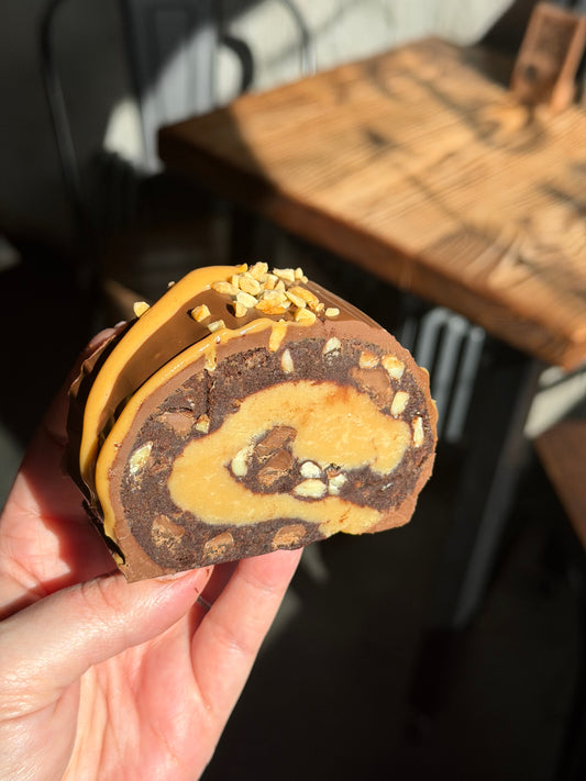 Peanut Butter Caramel Brownie Roll