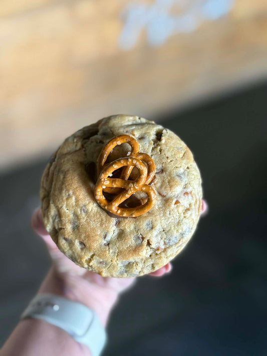 Peanut Butter & Salted Pretzel Stuffed Cookie